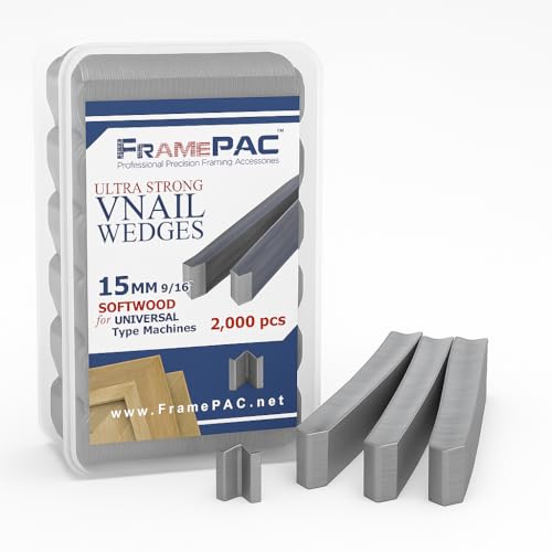 Image of V Nails for Softwood Picture Frames - 15mm (9 /16 Inch) - [2000 V-Nail Pack, Stacked] - Universal (UNI) - Ultra Strong Vnail Wedges for Picture Framing - Joining Picture Frame Corners