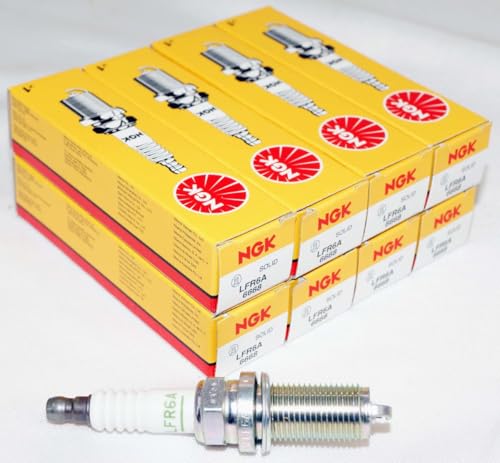 NGK Spark Plug LFR6A 6668 (Pack of 8) Watercraft FX FZR FZS VX VXR VXS Reach 26.5mm Hex Size 16mm Gap 0.9mm Resistor Value 5K Ohm