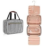Toiletry Bag for Women, Hanging Travel Toiletry Bag, Large Capacity Water-resistant Makeup Bag with Hanging Hook, 4 Compartments Makeup Organizer for Full Sized Toiletries and Cosmetics