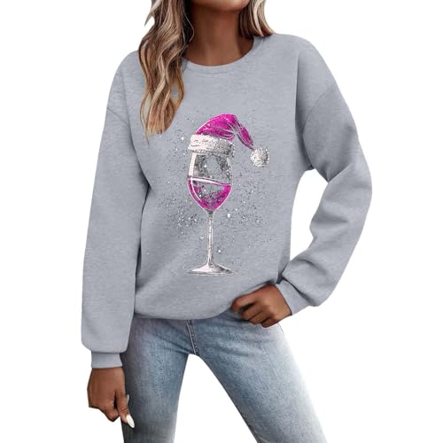 Sweat-shirt pour femme sans capuche imprimé violet en gris clair taille M