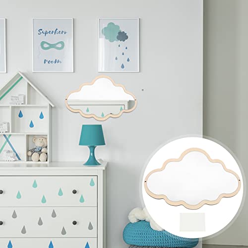 Fomiyes Children Mirror Nordic Cloud Mirror Wooden Cartoon Wall Sticker Mirror Decorative Mirror For Kids Baby Nursery Bedroom #TOP3