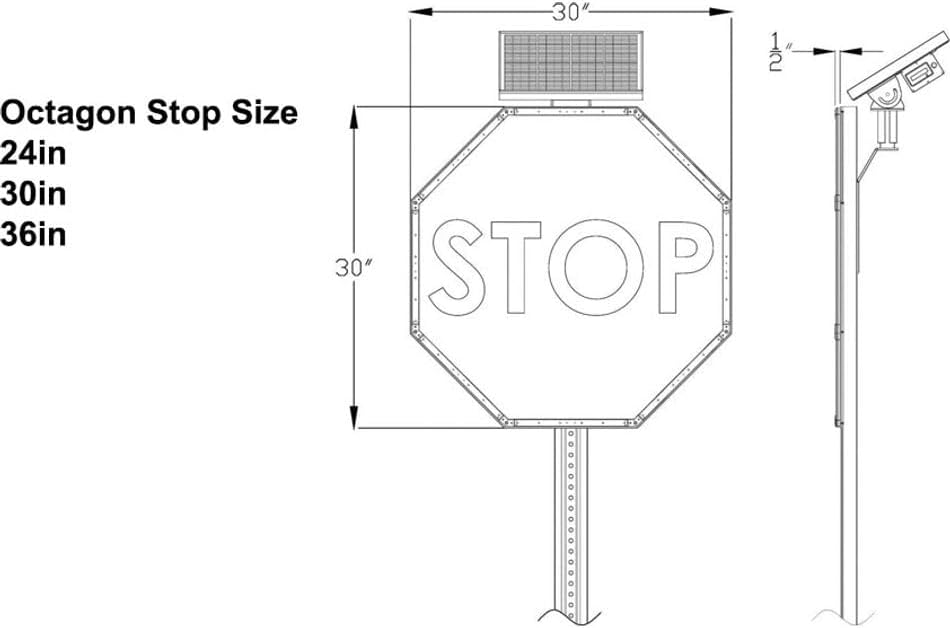 Miniatura 3 de Señal LED de 24 x 24 pulgadas con energía solar, señal de parada octágona, marco de metal resistente al óxido, iluminación de paisaje impermeable,