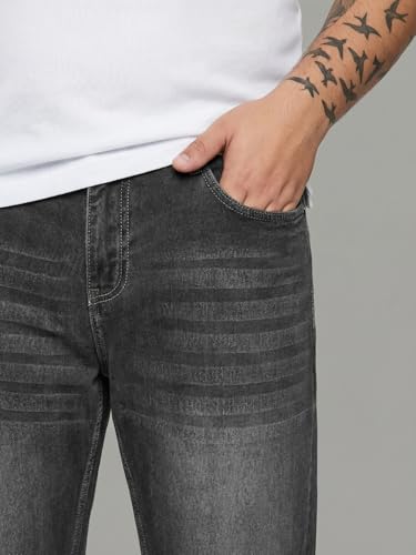 Image of Urbano Plus Men's Relaxed Fit Washed Denim Jeans Non-Stretchable