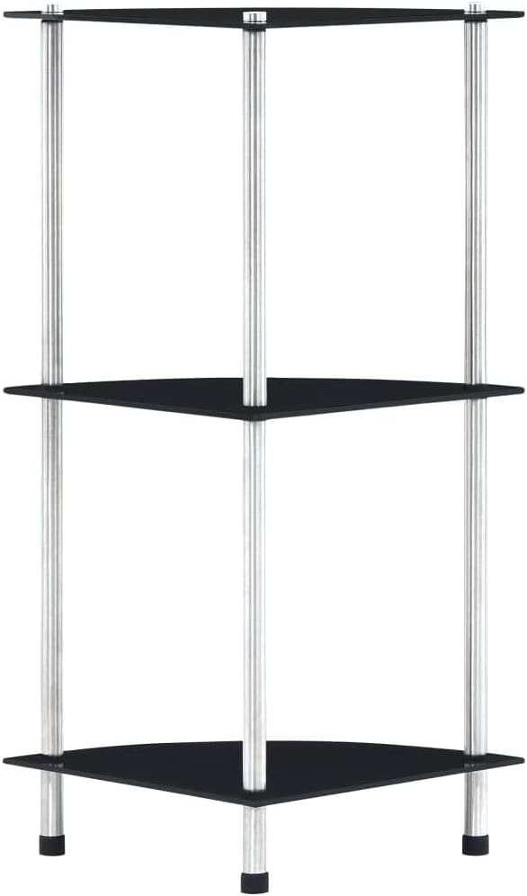 Contemporary Glass Shelf with 3 Shelves Made of Tempered Glass and Stainless Steel, Stylish Multi-Purpose Shelf for Living Room, Office or Bathroom for Storing Collectibles, Photo Frame
