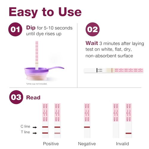 Image of Easy@Home Pregnancy Test Strips Kit: 10 Pack hCG Test Strips - Early Detection Home Pregnancy Strips Bulk