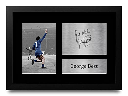 Photo George Best autographe signée sous cadre A4 pour les passionnés de football