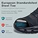 Hogent Steel Toe Shoes for Men Lightweight Comfortable Non Slip Work Shoes Women Puncture Proof Safety Sneakers for Industrial Construction & Daily Life, Black