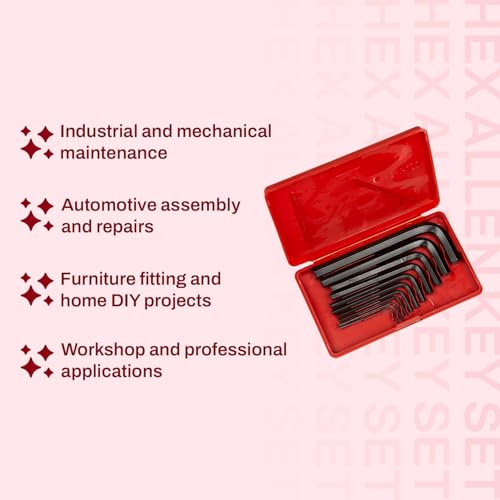 Image of DeNeerS DN KI10V 10pc Allen key Set Short pattern (1 /16,5 /64,3 /32,1 /8,5 /32,3 /16,7 /32,1 /4,5 /16,3 /8), Suitable For Home, Professional, Industrial and DIY use