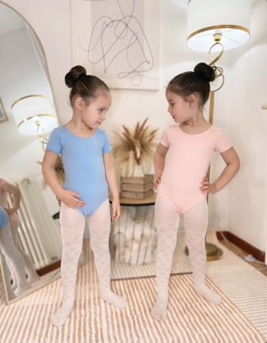 Image of Zaclotre Girls Gymnastics Leotards Crisscross Back Ballet Dance Outfits | Team Basic Leotard,Classic Short Sleeve,Hollow Back,High Stretch,Perfect Fit,Soft Cotton,Breathable,Ballerina Costume