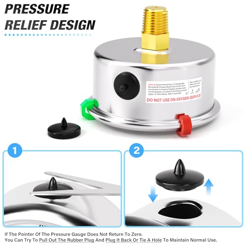 Image of MEANLIN MEASURE -30inHG~30Psi Vacuum Pressure Gauge 1 /8 inch NPT 2.5 inch FACE DIAL, Stainless Steel Liquid Filled Pressure Gauge WOG Water Oil Air Center Back Mount (with 2PCS Snaps)
