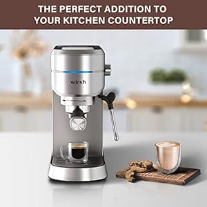 Wirsh espresso machine20 bar espresso maker with commercial steamer for latte and cappuccino expresso coffee machine with 42 oz removable water tankstainless steel home barista  urban country home decor