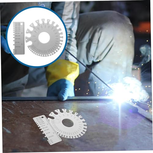 2 piezas de calibre de espesor de acero inoxidable para medición de alambre redondo, inspección precisa de láminas metálicas y accesorios para soldadura miniatura 7