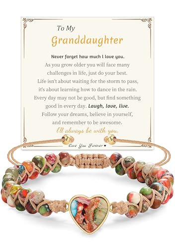 Image of Gifts for Daughter Granddaughter, To My Mom Grandma Wife Girlfriend Sister Jasper Heart Bracelets Birthday Graduation Anniversary Christmas Stocking Stuffers Valentines Mothers Day Jewelry