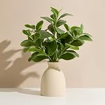 16" Artificial Eucalyptus Stems Potted Plant Indoor Fake Plants - Realistic Greenery with Vase, Small Artificial Office Desk Plants in Pots for Home Decor Weddings Centerpieces