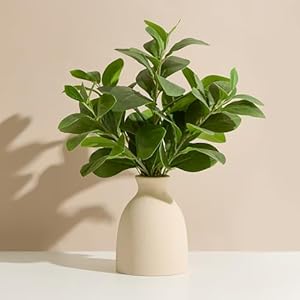 16″ Artificial Eucalyptus Stems Potted Plant Indoor Fake Plants – Realistic Greenery with Vase, Small Artificial Office Desk Plants in Pots for Home Decor Weddings Centerpieces