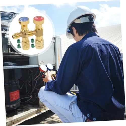 Válvulas de carga FAVOMOTO, 2 piezas, para aire acondicionado automotriz, adaptador de llenado de refrigerante con sellos giratorios, compatible con sistemas automotrices e industriales miniatura 5