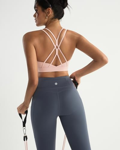 Image of RUNNING GIRL Sports Bras for Women,Strappy Crisscross Back Padded Low Impact Running Sports Bra with Removable Cups