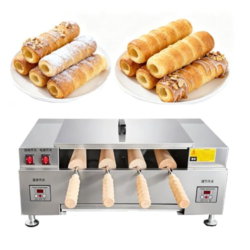AityBuy Parrilla para Hacer Conos De Helado De 3000 W, Máquina para Hacer Gofres con Chimenea, Horno De Chimenea Comercial para Pasteles, Tostadora De Chimenea Eléctrica DigitalDisplay