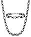 Jstyle 8mm Stainless Steel Mens Necklace Bracelet Set Byzantine Chain Black 22 inch