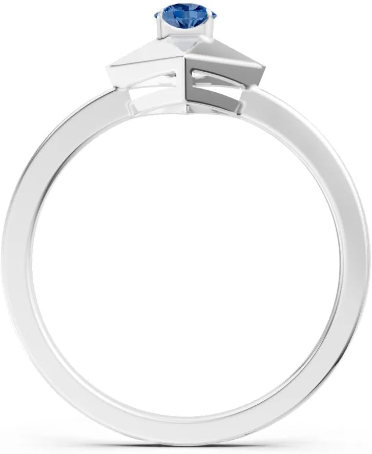 PEORA Round Cut London Blue Topaz Stackable Band Available in Solid 10K, 14K or 18K Ring – White, Yellow or Rose Gold