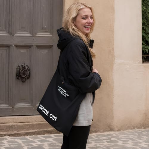 Image of Large Canvas Tote Bag for Women inside out Bag Crossbody Shoulder Bag with Adjustable Strap for Work Travel Shopping