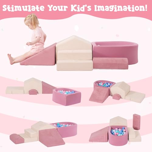 Image of STAOLENE 5PCS Foam Climbing Blocks for Toddlers 1-3 | Montessori Indoor Play Gym with Ball Pit & House Module, Soft Climb and Crawl Activity Set for Kids(Balls Not Included)