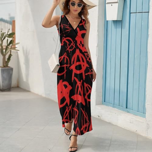 Robe longue d'été col V au tissu fluide et coupe décontractée