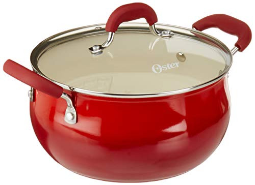 Oster Corbett Forged Aluminum Dutch Oven with Ceramic Non-Stick-Induction Base-Soft Touch Bakelite Handle, 5.4 Qt, Gradient Red