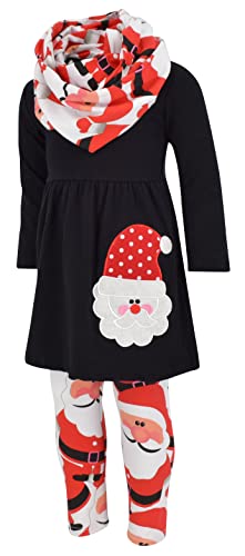 Unique Baby Girls Kids Toddler 3pc Outfit Set Long Sleeve Stretch Tunic Top Leggings and Scarf3