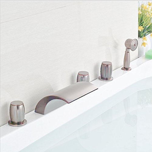 Robinet mélangeur mitigeur baignoire bronze huilé salle de bain 5 pcs