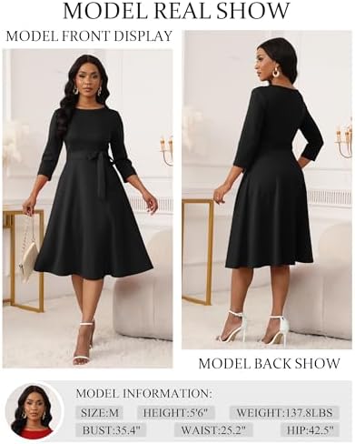 Women's Cocktail Dresses 3/4 Sleeve Vintage Wedding