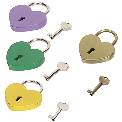 4 Unidades De Cadeado De Metal Pequeno Em Forma De Coração, Cadeado De Coração De Amor Com Chaves, C