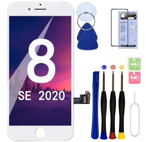 SIMDOG for iPhone 8/ SE 2020 2nd Generation Screen Replacement Black LCD Touch Digitizer with Repair Tools for A2275 A2298 A2296.with Screen Protector (White 8G)