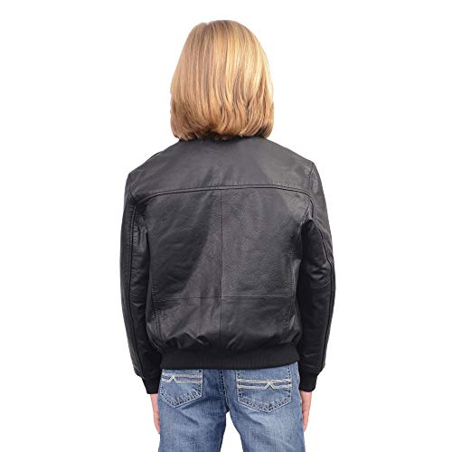 Milwaukee Leather LKK1930 Youth Size Black Leather Bomber Jacket3