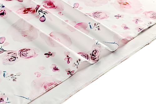 Image of Newborn Floral Print Blanket Baby Stretch Wrap Swaddle Receiving Blanket with Matching Headband and Beanie (Purple and Pink)