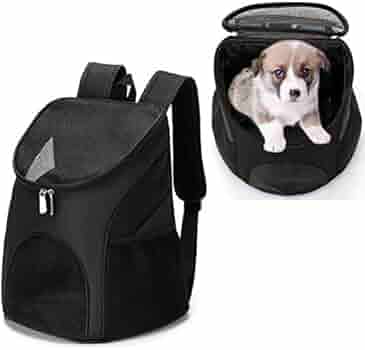 ALLSOPETS Dog Backpack, Portable Pet Carrier For Small Dogs And Cats, Bicycle And Motorcycle Carrier For Hiking, Camping And Outdoor (Charcoal Black, L