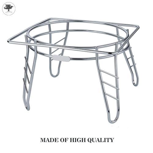 Image of Sulfar Fancy Freestanding Water Pot And Matka Stand Stainless Steel Pot Stand Kitchen Tiered Shelf Rack Chrome Plated Plant