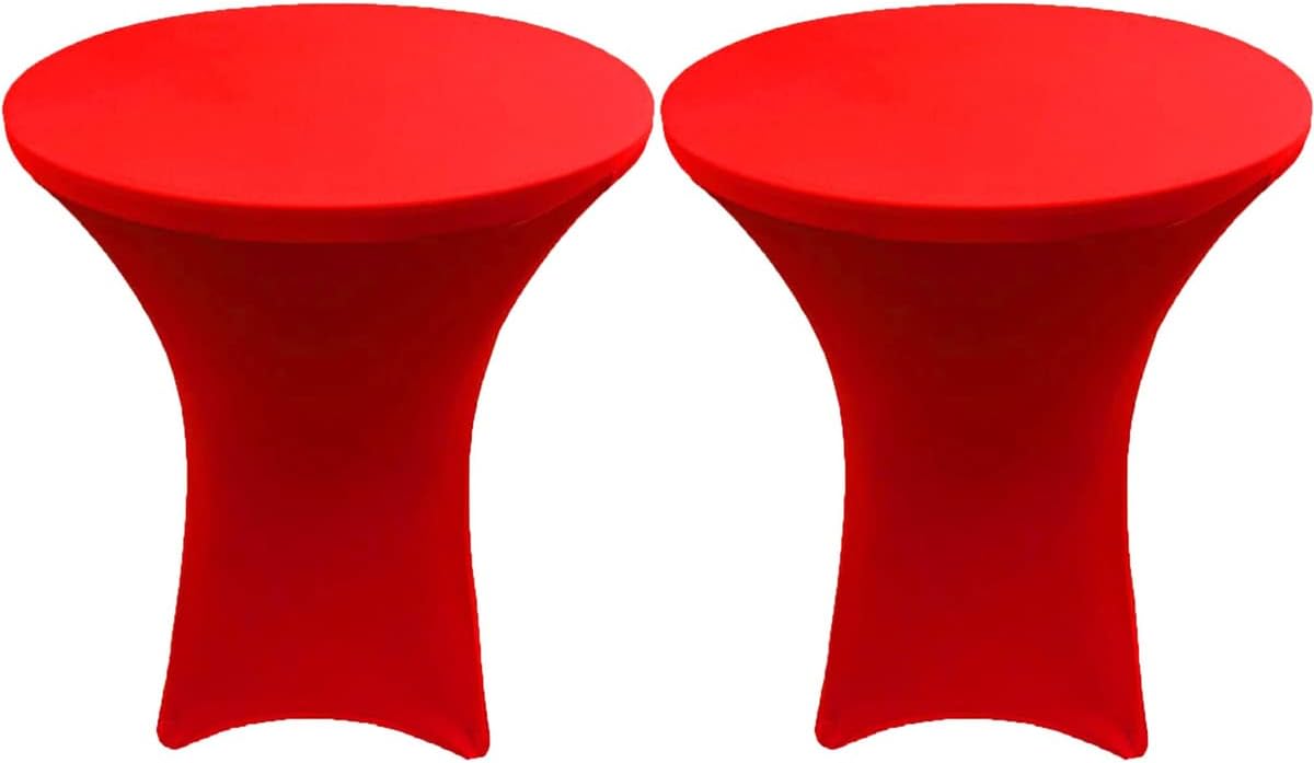 2 Pack Red 30 x 42 inches Cocktail Highboy Spandex Fitted Stretch Tablecloth Table Cover Wedding Event Party