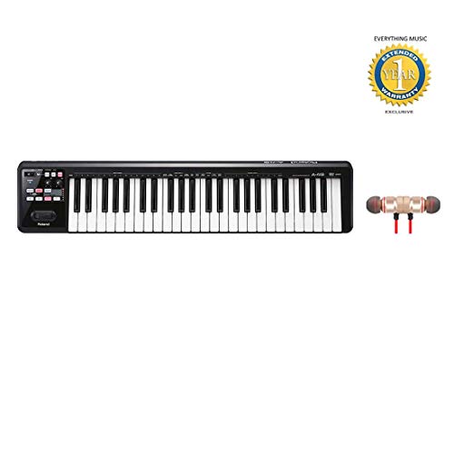 Roland A-49 49-key MIDI Keyboard Controller Black (A-49-BK) includes Free Wireless Earbuds