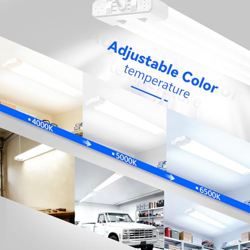 Image of JESLED 4FT LED Shop Lights, 4000K /5000K /6500K Selectable, 30W /40W /50W Adjustable, 5400-7500LM, Linkable Utility Commercial Bay Light, Plug and Play, Ceiling & Suspension Mount, ETL,1P