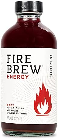 Fire Brew Energy – Beet Apple Cider Vinegar Wellness Tonic | 16 Concentrated Shots of Healthiest Organic Ingredients to Energize and Boost Your Stamina with Antioxidants for Heart & Blood Health – 8oz