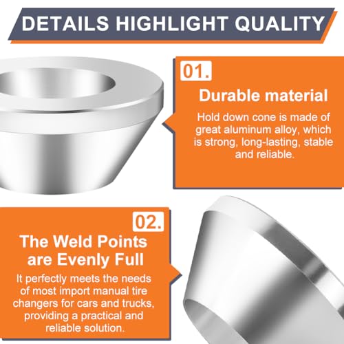 Image of Manual Tire Wheel Changer Centering Cone,Tire Disassembly Auxiliary Tool Billet Aluminum Upgrade Large Wheel Hold Down Cone Compatible with 1.67 inch Diameter Center Post Car Truck(Color:Silver)