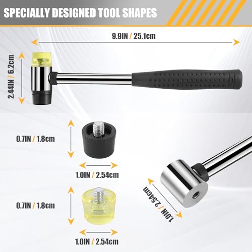 LOZAGU 2-Pack Rubber Mallet Hammer Set, 8oz & 25mm Small Rubber Mallet Hammer Tool, Rubber Mallet for Flooring, Tent Stakes, Woodworking, Camping, Crafts, Jewelry Wood Rubber., LOZ-M0825 - Image 3