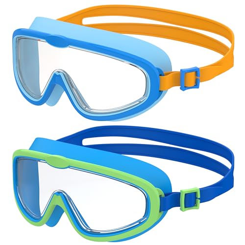 Seaflar 2 Pcs Lunettes de Natation à Grand Cadre pour Enfants, Anti-Buée à Vision Claire,...