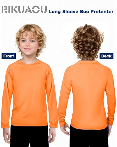 Image of Boys UPF 50+ Rash Guard Swim Shirt, Kids Youth Long Sleeve Sun Protection UV Rashguard Shirts for Water Surfing Beach