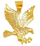 AMZ Jewelry 10K Yellow Gold Mens American Eagle Pendant 1.2 inch