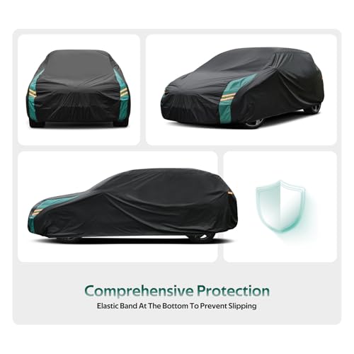 Image of Car Covers for Hatchback Waterproof All Weather, Universal Fit for Mini Cooper, Toyota Yaris, Kia Rio, Mirage, Ford Fiesta, Rain Winter Sun Protection. (Length: 143 inch-163 inch)