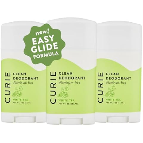 Curie Aluminum Free Deodorant - White Tea Stick 3pk - Natural Deodorant, Paraben Free, Cruelty Free, Non-Toxic Cover