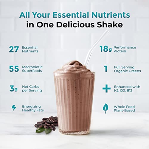 Lyfefuel Meal Replacement Shakes - All-In-One Plant-Based Nutrition Shake & Smoothie Powder - Organic Greens And Superfoods, Complete Vegan Protein, & 50+ Whole Food Nutrients (Chocolate, 24 Servings) Dairy-Free, Keto, Low Carb, Soy-Free, Gluten-Free #TOP4