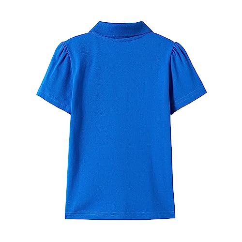 Image of Mud Kingdom Girls Short Sleeve Ruffle Pique Polo Uniform Top Stretch Lightweight